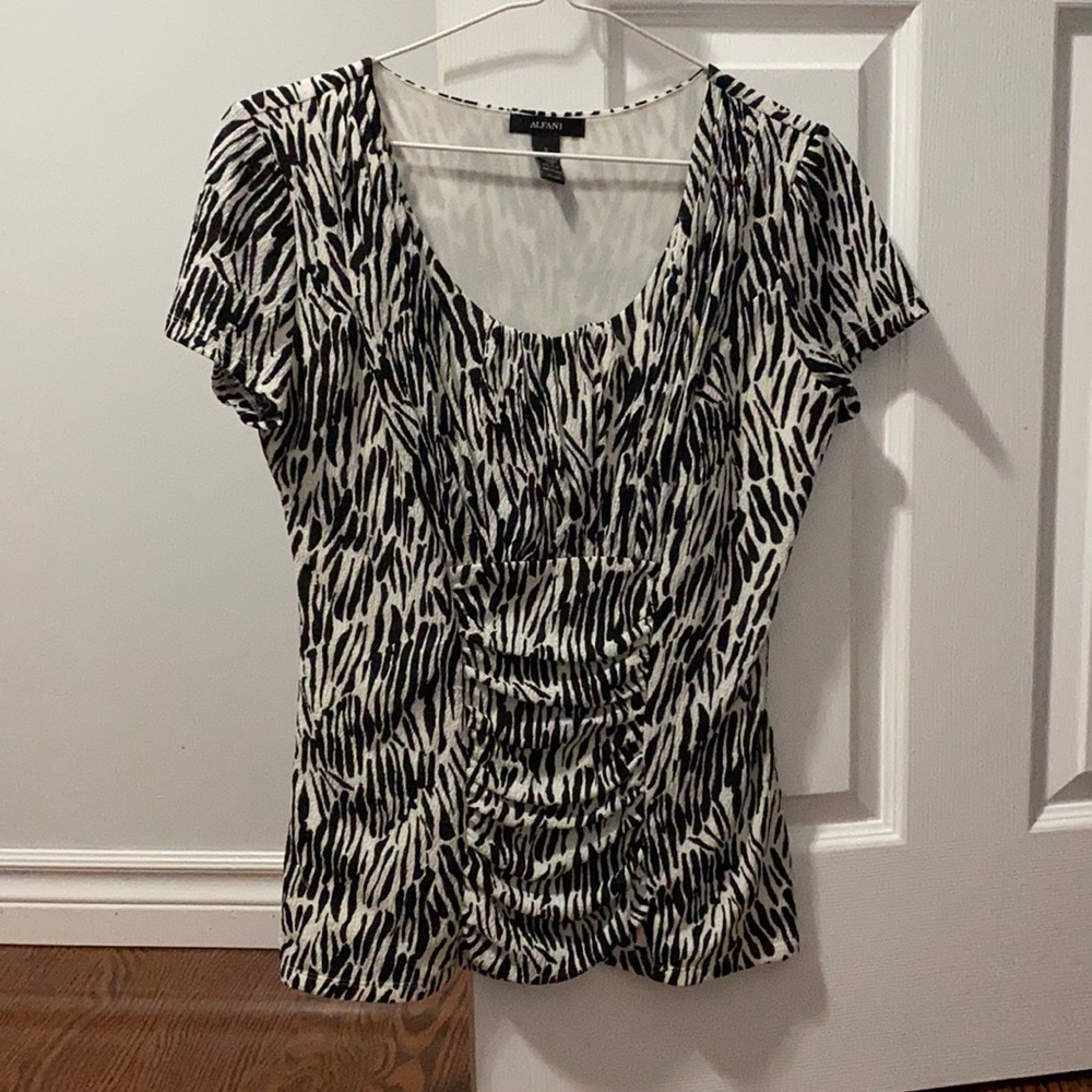 Alfani Printed Short Sleeve Blouse
